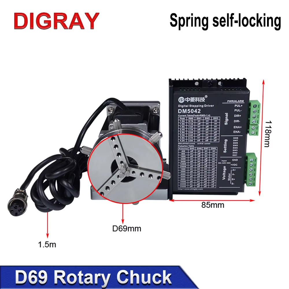 Rotary Axis Laser Engraver - DIGRAY D69 CNC Router Laser Marking
