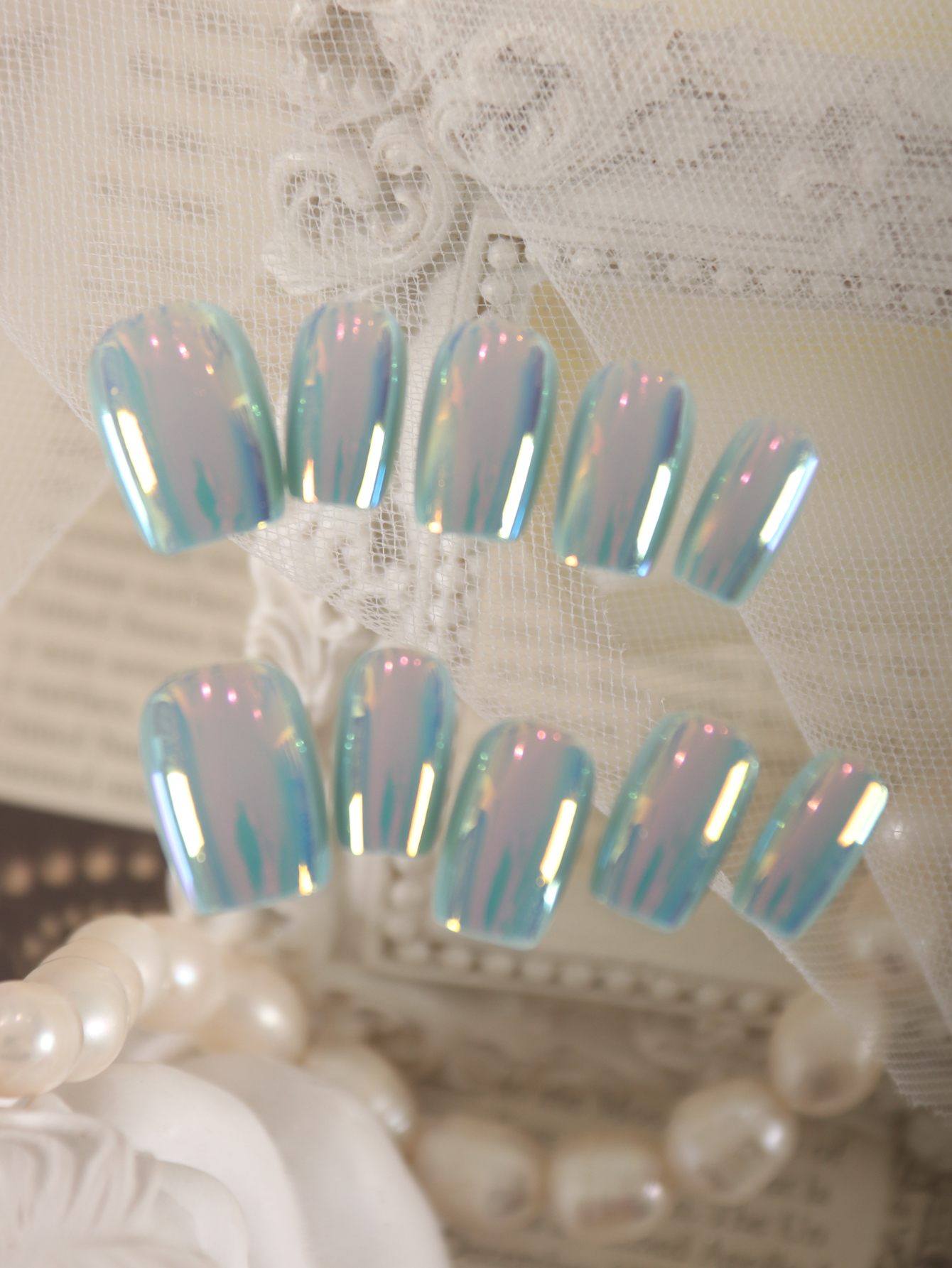 Industrial Handheld Laser - 10Pcs Press on Nails Short Blue