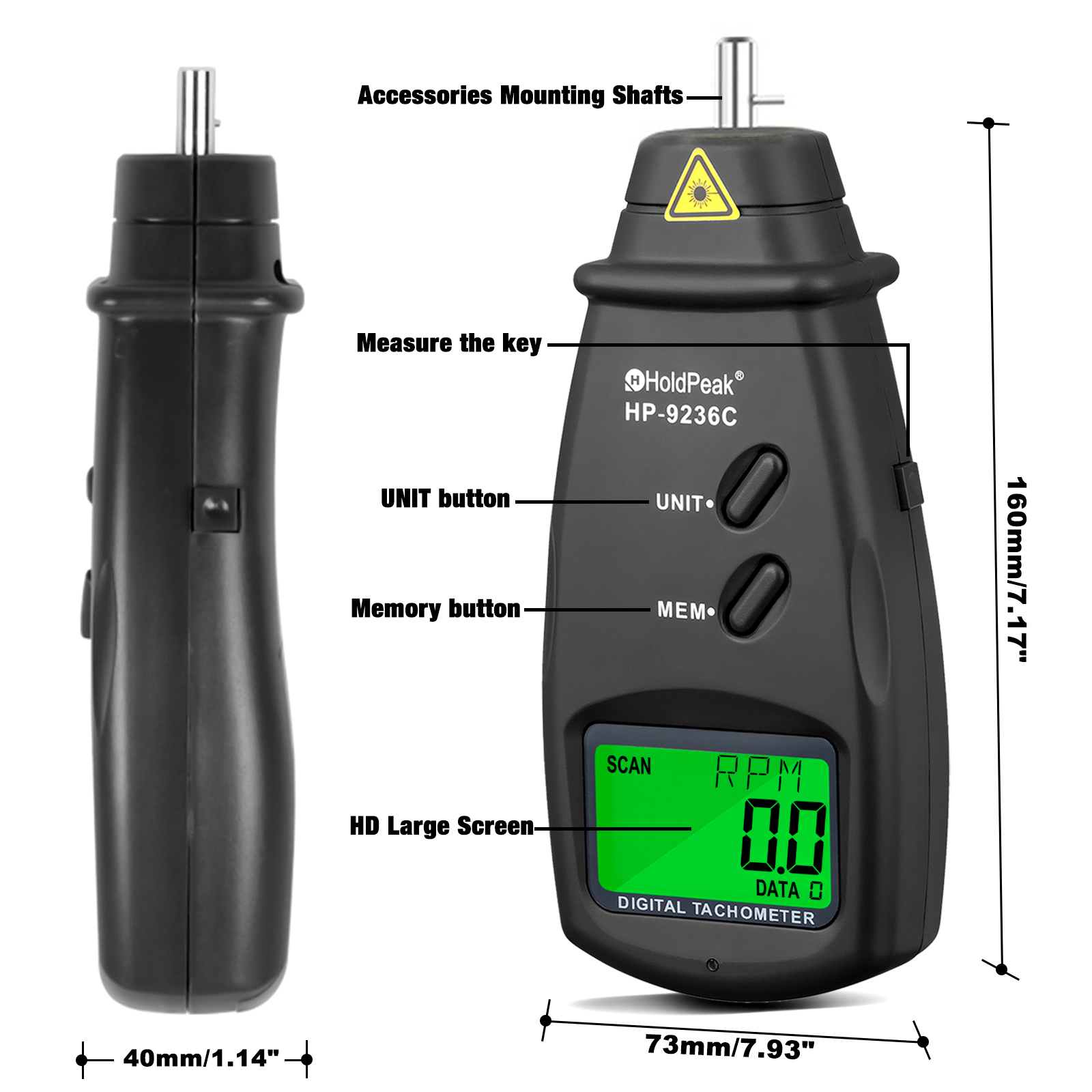HP-9236C Digital Tachometer, 2 - Industrial Laser Tachometer avis et prix